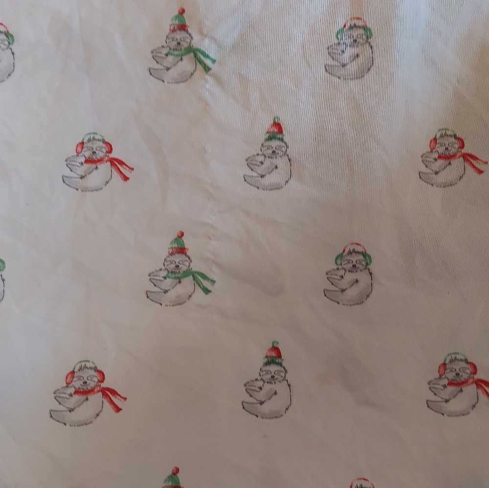 Jingles & Joy sloth bedsheet twin flat with red ear muff hat scarf